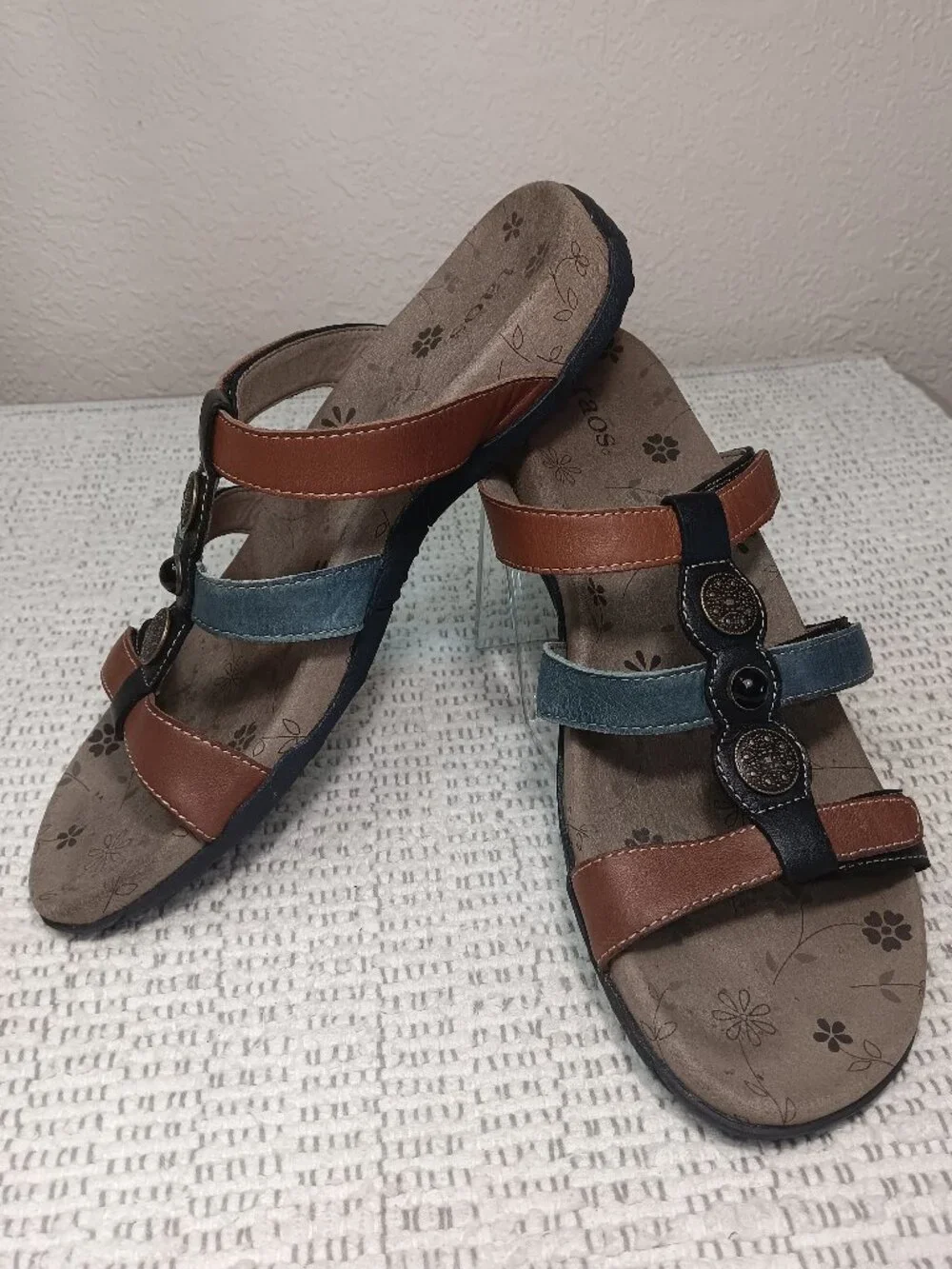 Taos Footwear women's 'Prize' Leather Adjustable Slide Sandal sz 11